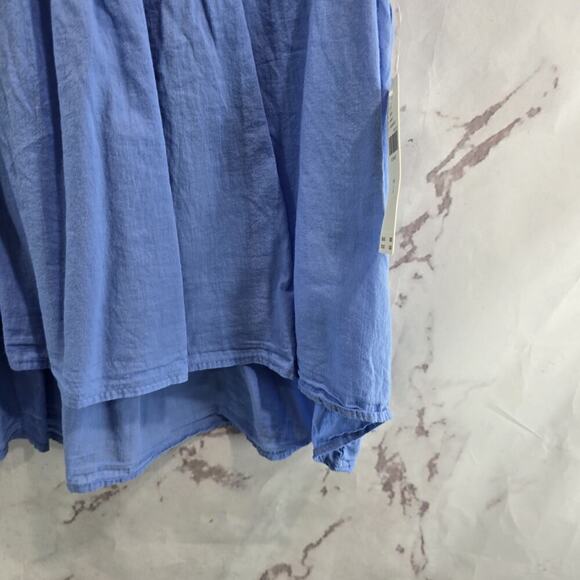 Anthropologie Shirt Womens Large Blue Babydoll Popover Pilcro Tee Poplin Henley - Picture 4 of 11